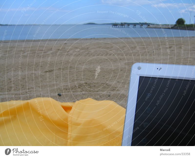 Boston Beach Strand gelb Notebook Meer Erholung Verkehr Strandtuch Computer