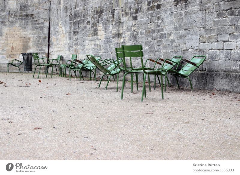 tuilerien stühle Ferien & Urlaub & Reisen Städtereise Park Paris Stadt Hauptstadt sitzen grün ruhig Stuhl Tuilerien Jardin des Tuileries leer Nebensaison