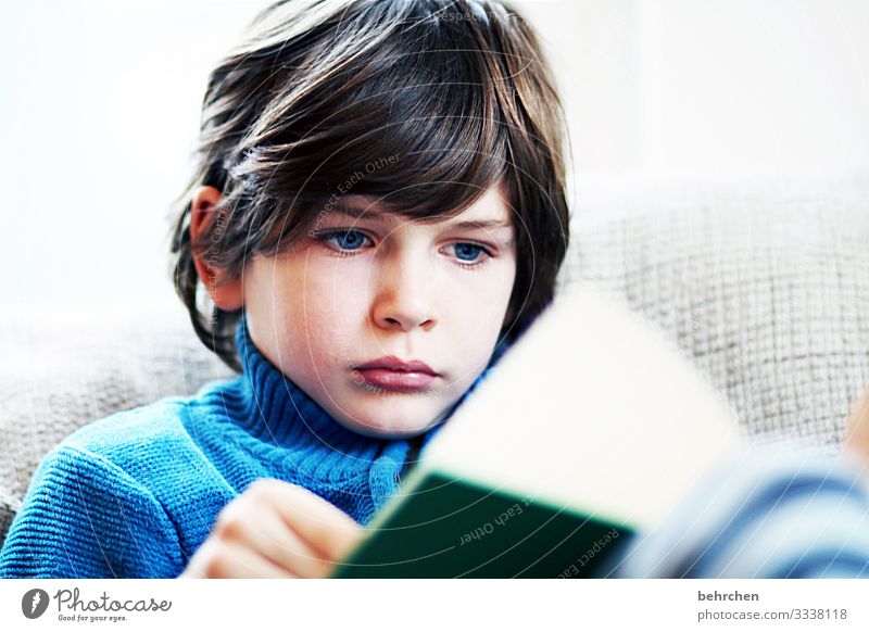 druckerzeugnis | wir lieben bücher!!! aufmerksam Wissen konzentriert Kind vertieft Kindheit Junge Farbfoto lesen Buch lernen Bildung Kindererziehung Literatur