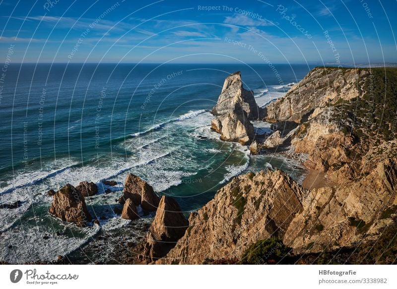 Portugal Umwelt Natur Landschaft Wasser Himmel Sonnenlicht Sommer Schönes Wetter Wellen Küste Seeufer Meer blau Freude Freiheit Gelassenheit träumen