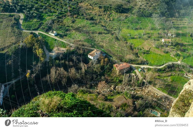 Ronda Naturlandschaft Luftaufnahme Andalusien Spanien Ferien & Urlaub & Reisen wandern Landschaft Pflanze Gras Garten Wiese Feld Schlucht Tajo de Ronda Europa