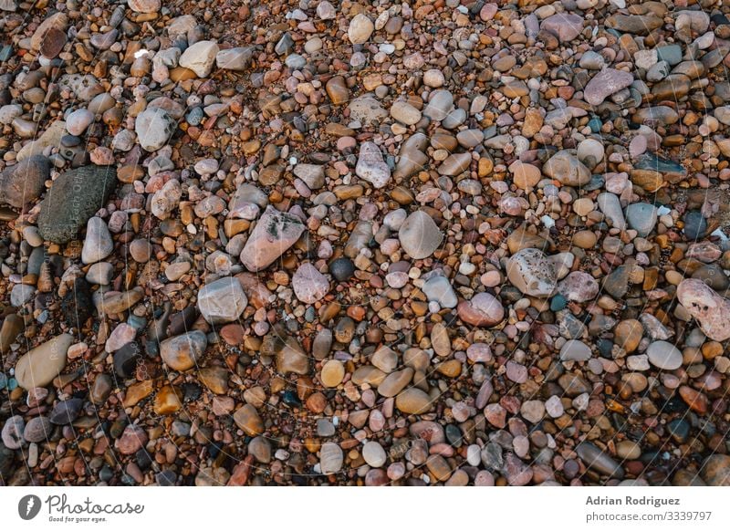 Textur mit Steinen von einem Strand harmonisch Tapete Felsen Sammlung Coolness nass grau Farbe Ordnung Kies Material Kieselsteine rund sanft Mineral texturiert