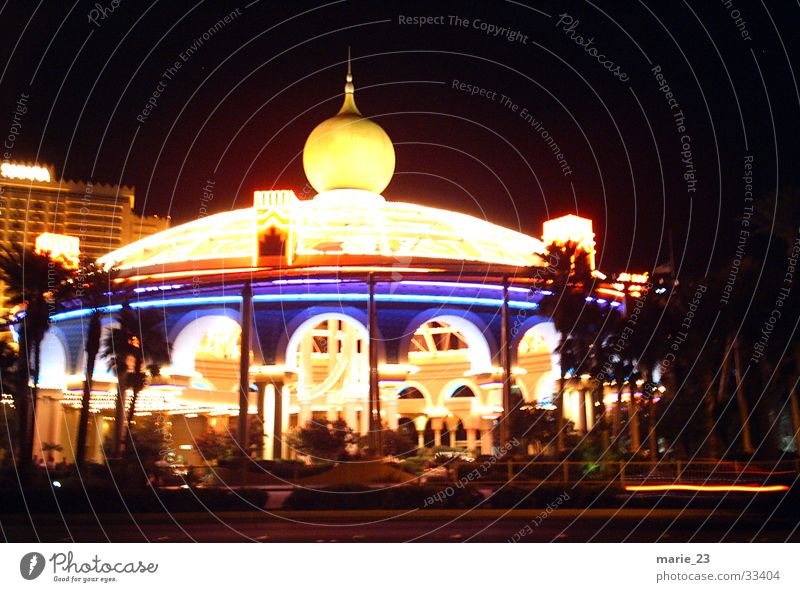 las vegas circus Las Vegas Nacht Palme Zirkus Architektur Licht reizüberflutung Kitsch Lampe Prinzessin