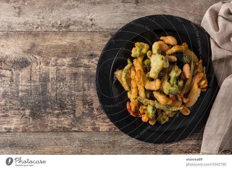 Japanisches Gemüse-Tempura asiatisch Brokkoli Möhre kochen & garen Knusprig lecker Diät Abendessen Speise Lebensmittel Gesunde Ernährung Foodfotografie braten