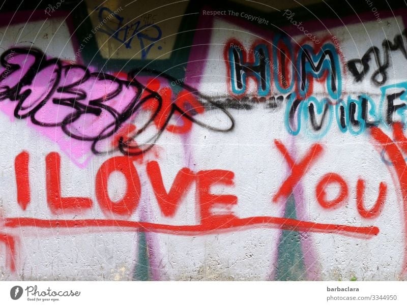 Geschriebenes | Liebesbekundung Maler Jugendkultur Mauer Wand Fassade Zeichen Schriftzeichen Graffiti schreiben Stadt rot Stimmung Verliebtheit Farbe