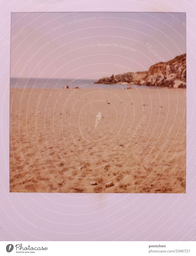 Polaroid zeigt Strand, Meer und Felsen Nachsaison strand meer felsen urlaub erholung griechenland schönes wetter sommer Ferien & Urlaub & Reisen Küste