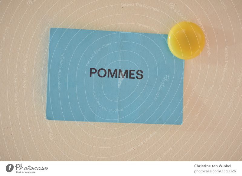 Pommes Gutschein Pommes frites Schilder & Markierungen Wertmarke Ernährung Vorfreude Papier Zettel Magnet Schriftzeichen authentisch eckig einzigartig