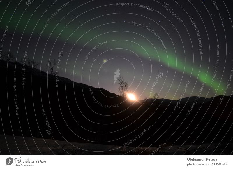Nordlicht durchdringt den Nachthimmel schön Ferien & Urlaub & Reisen Schnee Natur Landschaft natürlich Norwegen Astronomie Licht borealis Norden Aurora nördlich