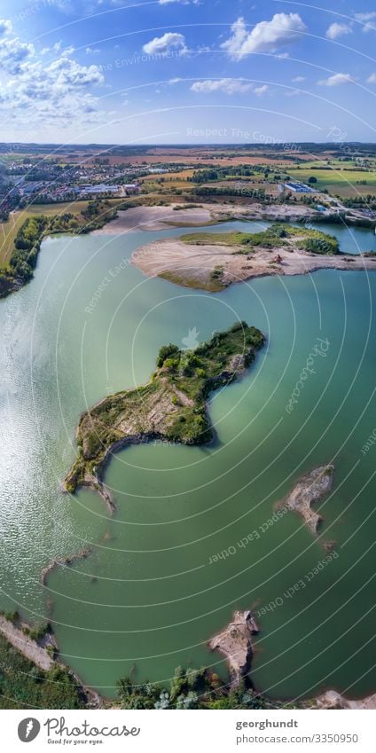 Tagebauinsel 1 Insel Luftbild Drohne See Drohnenbild Wasser einsam einsame Insel Sandgrube Baggersee Natur