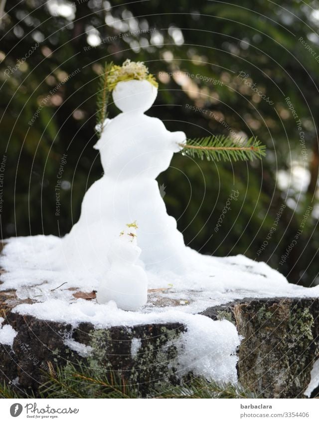 Eiszeit | Ein Schneemann hat es heutzutage nicht leicht Natur Landschaft Pflanze Winter Wald stehen kalt weiß Stimmung Freude Klima Kreativität Umwelt Farbfoto