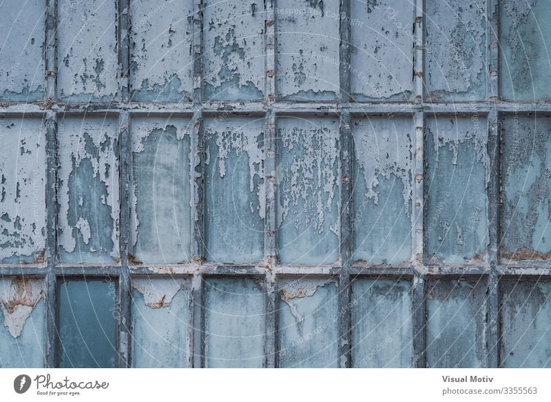 Textur alter Fabrikfenster Design Architektur Holz dreckig blau Verfall Verlassen verlassene Fabrik Hintergrund Außenseite Grunge industriell