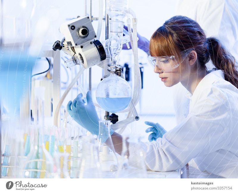Junge Chemikerinnen, die im Labor für Biowissenschaften forschen. Gesundheitswesen Medikament Wissenschaften Prüfung & Examen Arbeit & Erwerbstätigkeit Arzt
