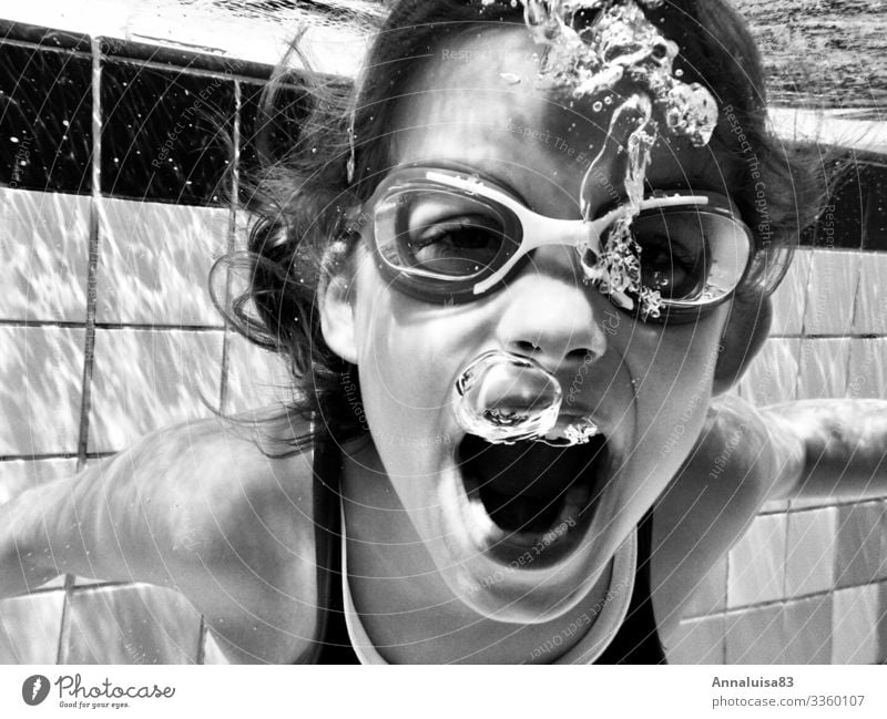 Waaaaaaaaaaaah!!!!!!! Wassersport Schwimmen & Baden feminin Kind Mädchen Gesicht 1 Mensch 3-8 Jahre Kindheit Sommer Bikini Schwimmbrille atmen schreien tauchen