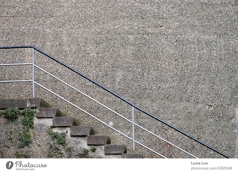Treppen, nach oben Moos Grünpflanze Stadt Mauer Wand Wege & Pfade Stein Beton alt braun grau Macht massiv steil Farbfoto Gedeckte Farben Außenaufnahme