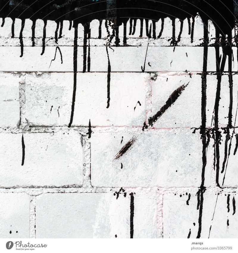 Spritzer spritzen Farbstoff Wand Mauer Flüssigkeit Hintergrundbild abstrakt Strukturen & Formen Tropfen Schmiererei Fleck weiß schwarz trashig Kontrast fließen
