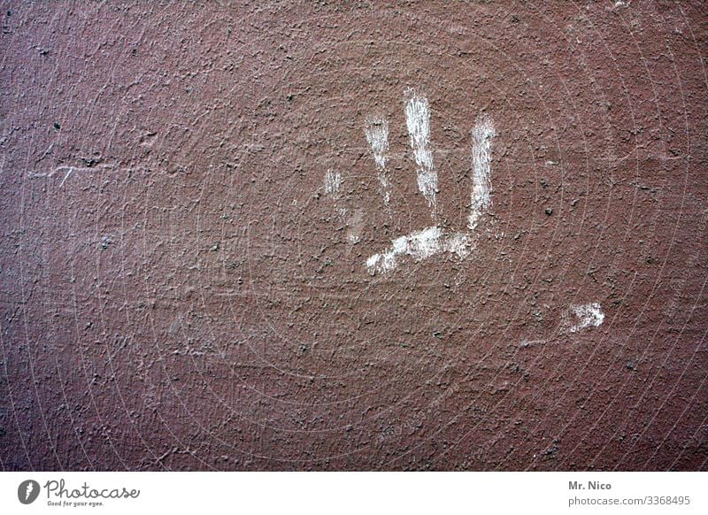 Druckerzeugnis | hinterlässt spuren Hand Finger Mauer Wand Abdruck give me five Fingerabdruck Stopp Spuren hinterlassen verewigt Handabdruck Handfläche