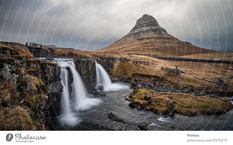 Kirkjufellsfoss Wolken entdecken Langzeitbelichtung Vulkan Sukkurtoppen Berge u. Gebirge Wasserfall Island kirkjufellsfoss Snæfellsnes