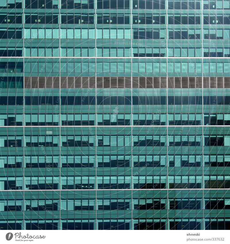 Bürofläche zu vermieten New York City Stadt Hochhaus Architektur Fassade Fenster Rollo Glas grün türkis Business Konkurrenz Wachstum Bürogebäude Farbfoto