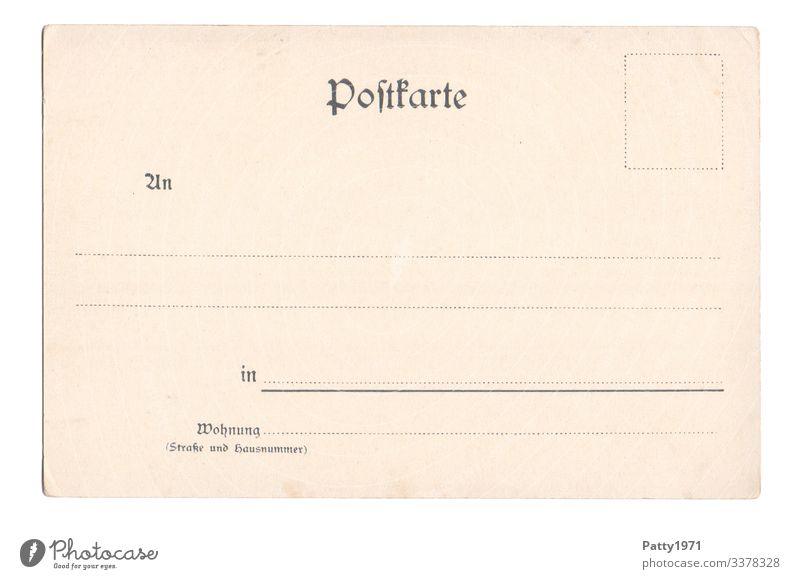 alte Postkarte mit Frakturschrift bedruckt Schriftzeichen Typographie braun Kommunizieren Vergangenheit Farbfoto Menschenleer Textfreiraum links