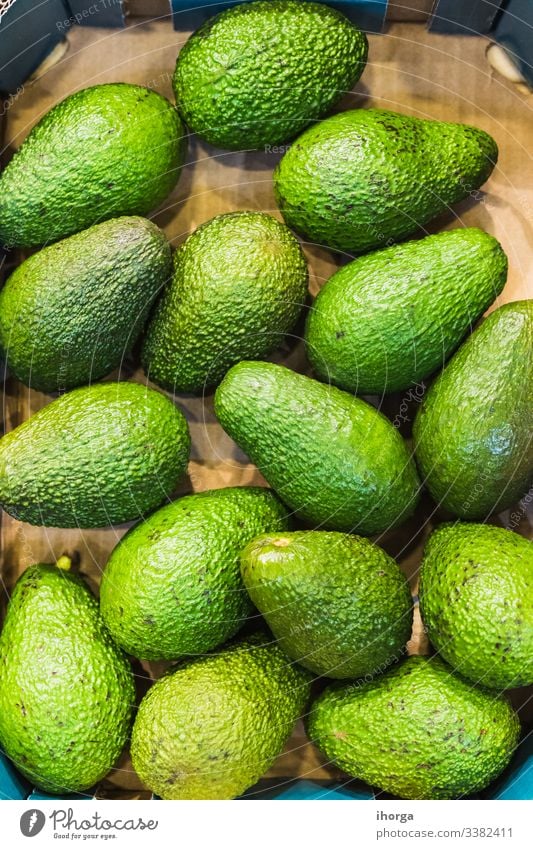 Ausstellung von grünen Avocados zum Verkauf Saft Ackerbau Hintergrund Getränk Konzept lecker Diät Essen exotisch Lebensmittel frisch Frische Frucht Gesundheit