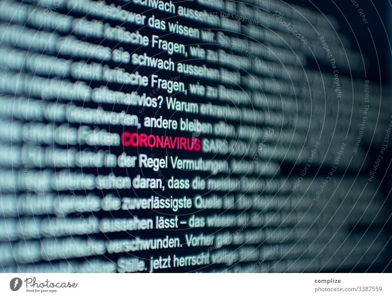 Coronavirus Computer Screen Text computer Virus sars corona Medizin Arzt ansteckungsgefahr anstecken Schutz Schutzmaske bildhintergrund Fragen Information