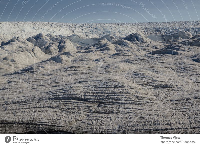 Festlandeis von Grönland Eis Gletscher Klima Kalt Weiß Schnee KlimaKlimawandel Endlos Weite Landschaft Horizont Unendlich kalt Frost Außenaufnahme Menschenleer
