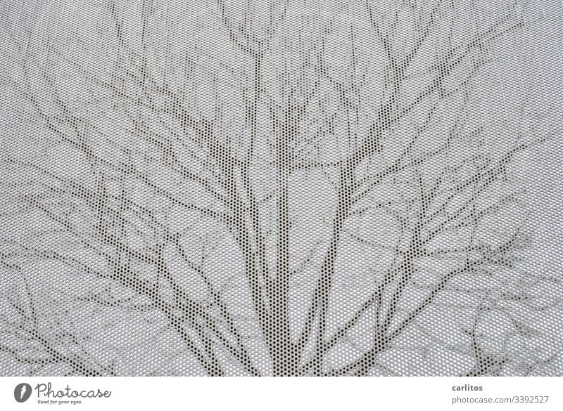 Baum atmet durch Lochblech Silhouette Sieb Filter Schwarz Weiss Winter Scherenschnitt