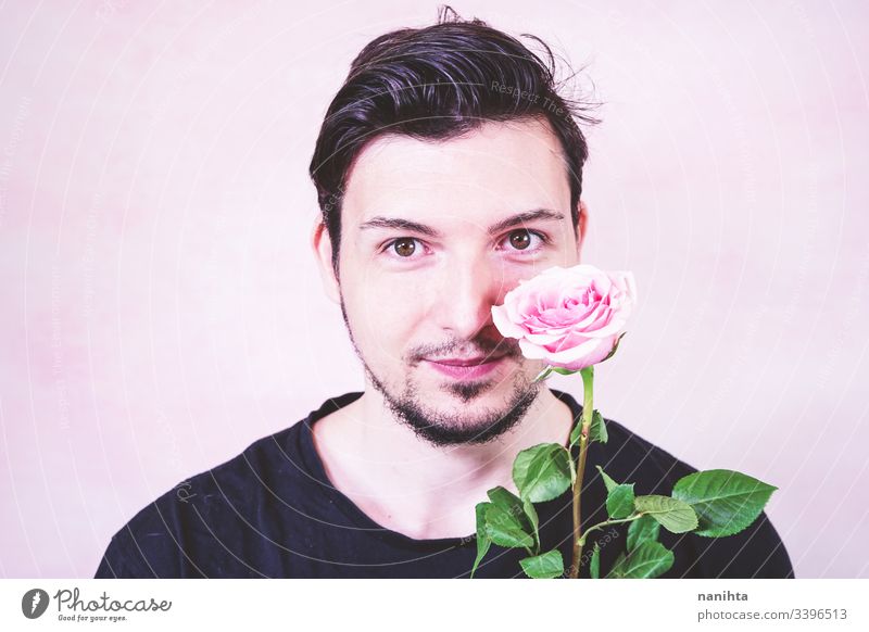 Porträt der neuen Männlichkeit über einen geschminkten Mann zusammenstellen Make-up männlich Schönheit Maskulinität Geschlecht trans Transgender Menschen