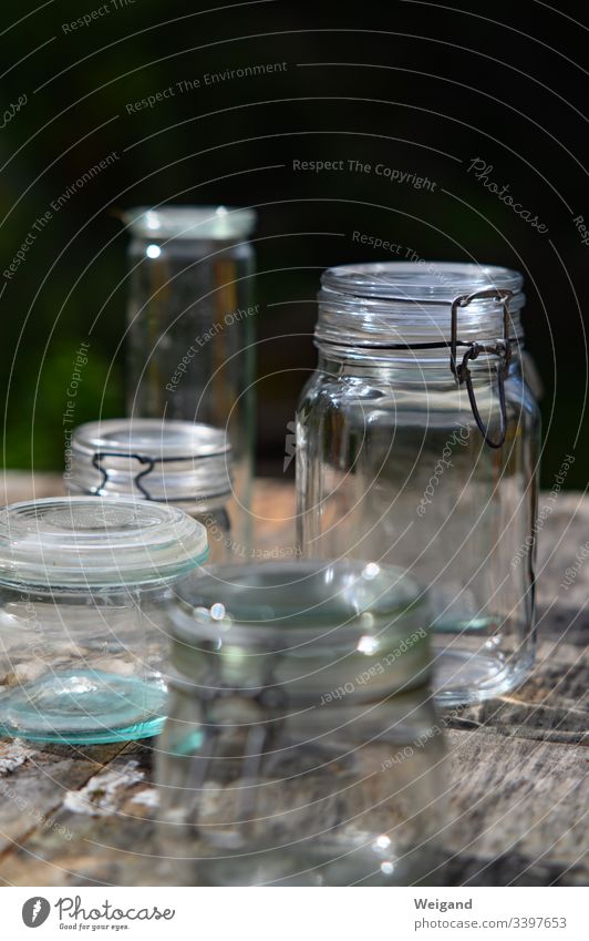Einmachgläser Einmachglas einmachen konservieren Glas Deckel Garten Slowfood leer Lebensmittel lecker Farbfoto