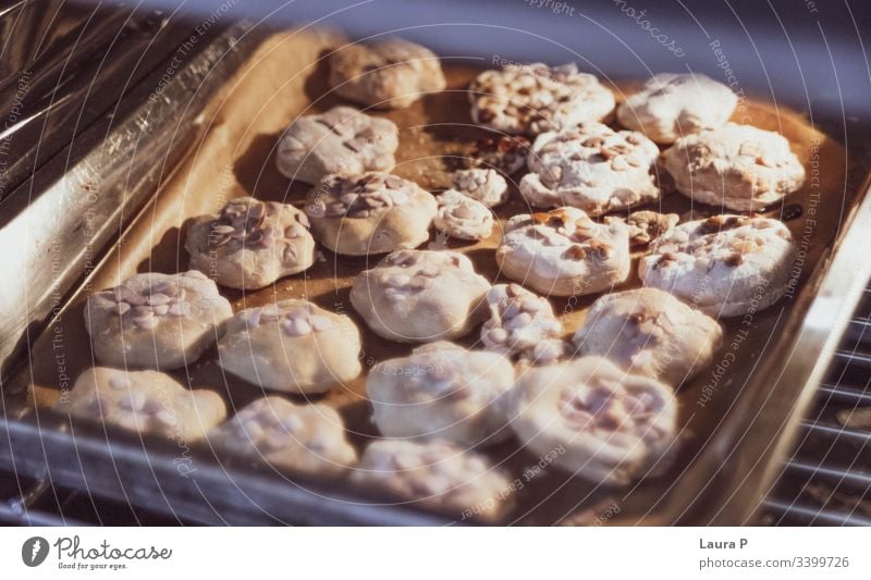 Tablett mit hausgemachten Keksen Cookies lecker süß Lebensmittel Backwaren Dessert backen Kuchen Gesunde Ernährung Essen zubereiten geschmackvoll Foodfotografie