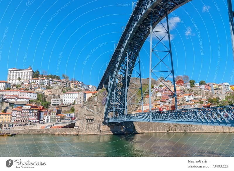 Dom-Luis-Brücke in Porto, Portugal Ansicht alt Stadt Douro Großstadt Antenne Europa Fluss Stadtbild historisch Portugiesisch oporto reisen Tourismus farbenfroh
