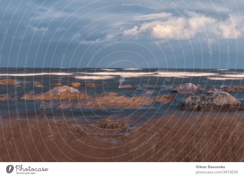 Das Wetter an der Ostsee im Herbst - Wellen, Wind und Sturm Hintergrund Strand Baum Wasser Textur Natur Winter Frühling baltisch MEER Sand Unwetter winken