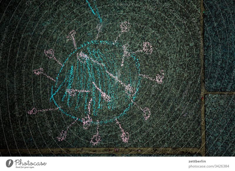 Corona corona gehweg gehwegplatte gesundheit illustration kinderzeichnung krankheit malerei pflaster pflastermalerei piktogramm virus wissenschaft SARS