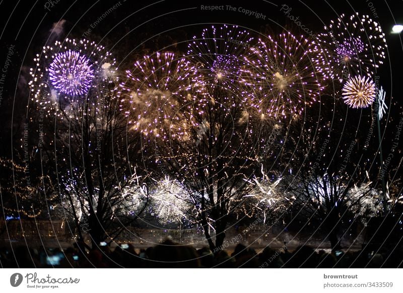 Sylvester-Feuerwerk in Riga Nacht Silvester u. Neujahr Feste & Feiern Knall Party Pyrotechnik Nachthimmel