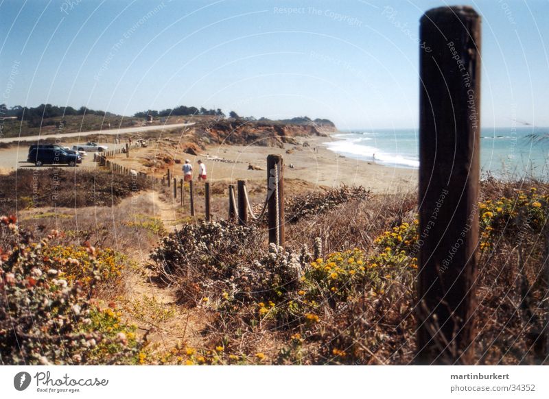 Californian Coast Küstenstraße Zaun Kalifornische Küste Wasser Pfosten Küstenweg Felsen