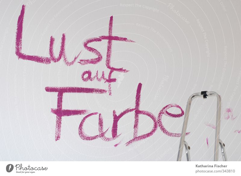 Lust auf Farbe ! Schriftzeichen Graffiti streichen violett rosa silber weiß Gefühle Freude Vorfreude Tatkraft Leiter Handwerk malen tapezieren renovieren