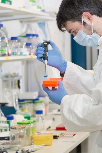 man pipettiert im Labor Pipette Tropfer Pipettieren Analyse Analysieren biologisch Biotechnologie Pflege Chemikalie Chemiker Chemie Klinik Korona Coronavirus