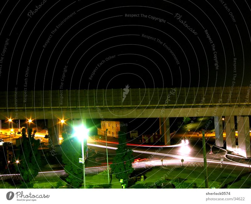 Citylights Nacht Rücklicht Baum Lampe Langzeitbelichtung PKW Angelköder Brücke