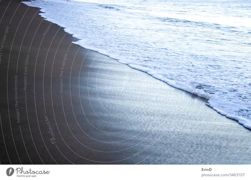 Weißer schaumiger Rand der Brandung auf nassem Sandstrand Nahaufnahme Strand Ufer Meer MEER schäumen Wasser Textur Form Linie Saum weiß Detailaufnahme Natur