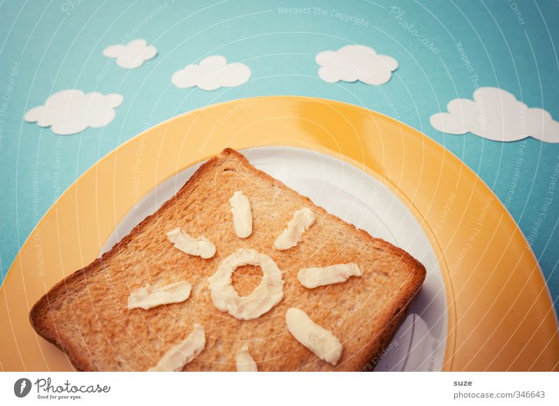 Sommer-Toast Lebensmittel Ernährung Frühstück Picknick Bioprodukte Vegetarische Ernährung Teller Stil Design schön Gesundheit Gesunde Ernährung Sonne Himmel