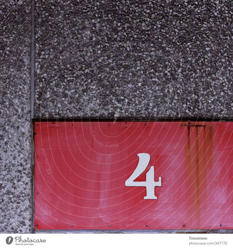 Fast 10. Dänemark Gebäude Mauer Wand Fassade Beton Metall Ziffern & Zahlen einfach grau rot weiß Ordnung Klarheit 4 Farbfoto Außenaufnahme Menschenleer