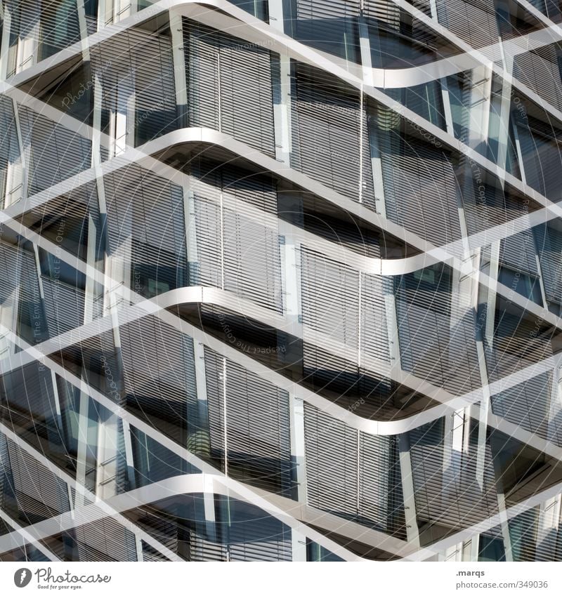 Symmetrisch elegant Stil Design Architektur Fassade Glas Metall außergewöhnlich trendy modern neu grau schwarz weiß ästhetisch Symmetrie Zukunft