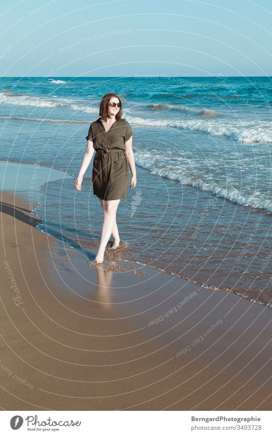 Girl in the beach Strand Meer Ferien & Urlaub & Reisen Sommer Außenaufnahme Wasser Sand Erholung Himmel frau schön