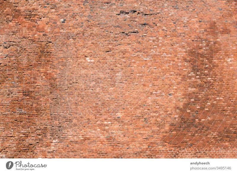 Die alte Ziegelmauer mit vielen Steinen Verlassen abstrakt gealtert Hintergrund Hintergründe blanko Baustein Backsteinwand Mauerwerk braun Gebäude Farbe