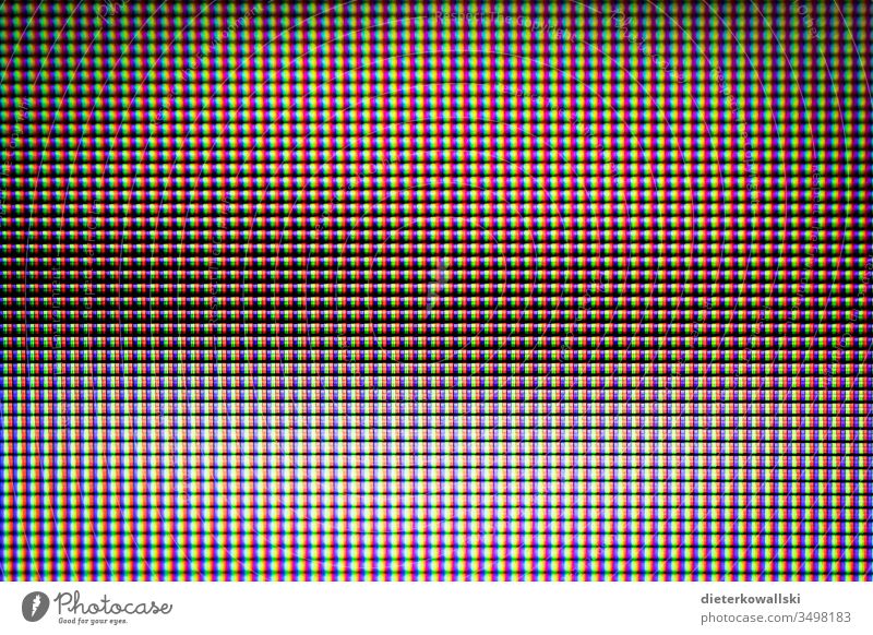 Pixel in Nahaufnahme RGB Unschärfe Lichtpunkt schön Kreativität abstrakt Muster Schwache Tiefenschärfe Farbfoto Grundfarben mehrfarbig Punkte