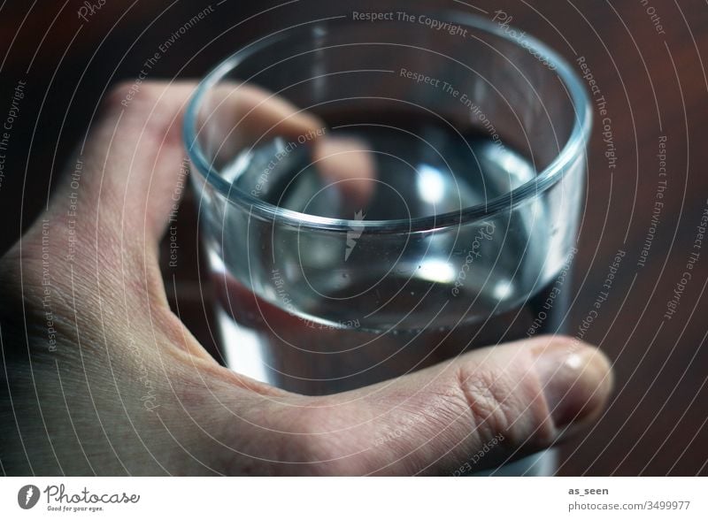 Wasserglas Glas trinken Mineralwasser Getränk Erfrischung Trinkwasser Durst Sommer Farbfoto Durstlöscher kalt Licht Gesundheit Flüssigkeit Kohlensäure
