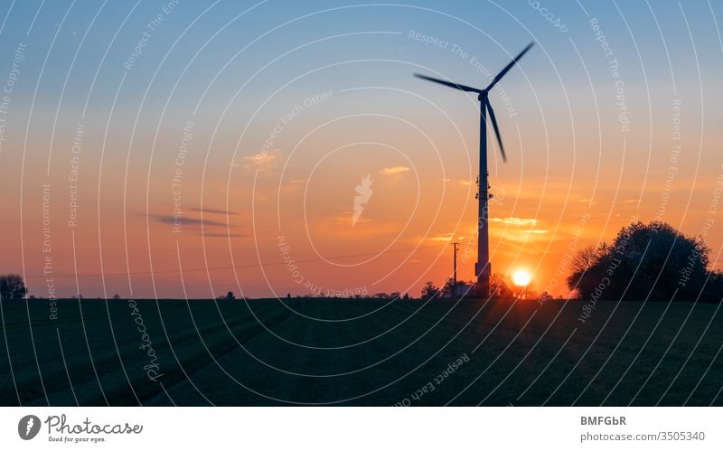 Silhouette Pinwheel bei Sonnenaufgang Ackerbau alternativ Wandel & Veränderung Sauberkeit Klimawandel Konstruktion Entwicklung Erde ökologisch Ökologie