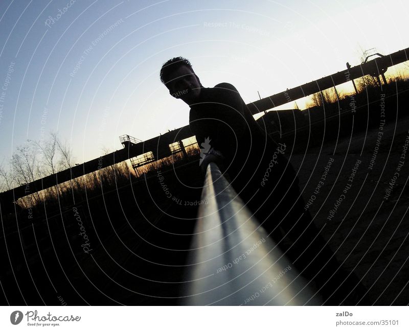 Sonnenuntergang Silhouette Einsamkeit Mann Schatten Industriefotografie Profil
