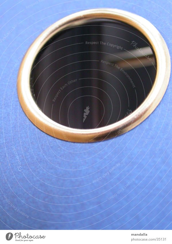 Loch Öffnung Einblick rund Aktenordner Rücken Kreis blau silber Ordnung abheften