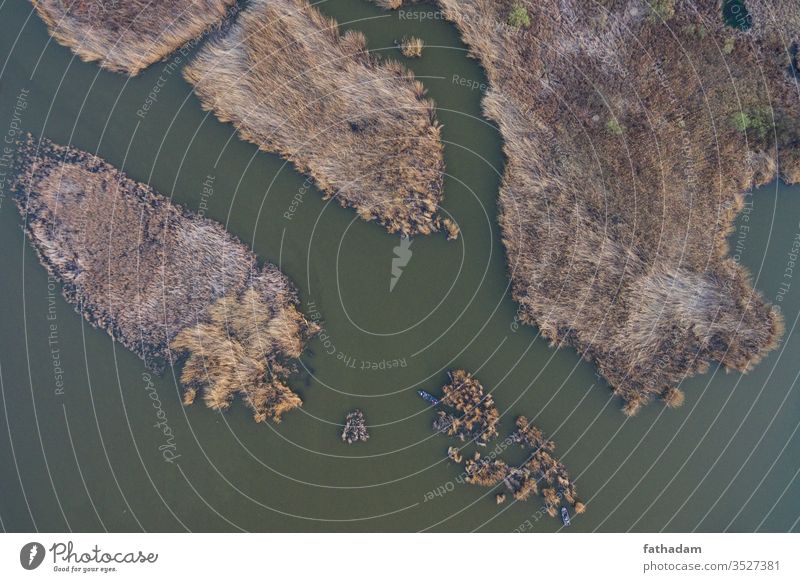 Luftaufnahme eines Sees mit Booten Wasser Ansicht reisen Tourist Tourismus Sommer Ufer malerisch Reflexion & Spiegelung Natur natürlich Landschaft Dröhnen